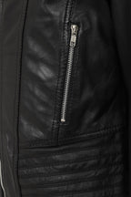 SUZY Women's Genuine Nappa Leather Biker Jacket - Black