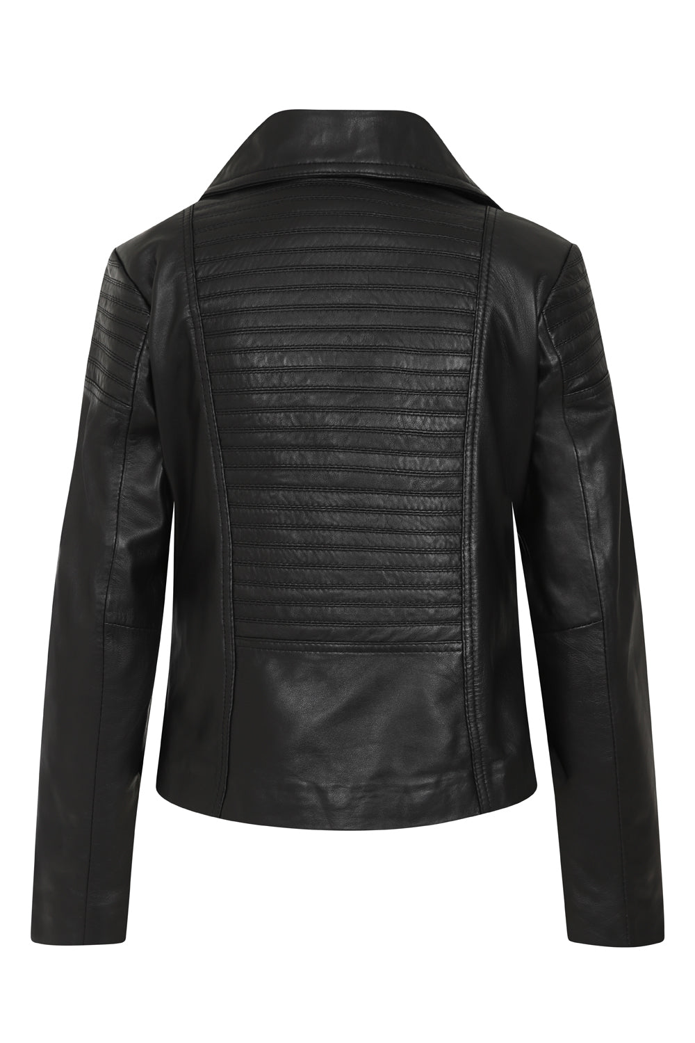SUZY Women's Genuine Nappa Leather Biker Jacket - Black