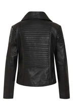 SUZY Women's Genuine Nappa Leather Biker Jacket - Black