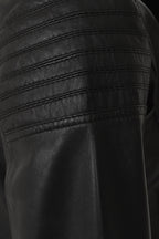 SUZY Women's Genuine Nappa Leather Biker Jacket - Black
