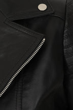 SUZY Women's Genuine Nappa Leather Biker Jacket - Black