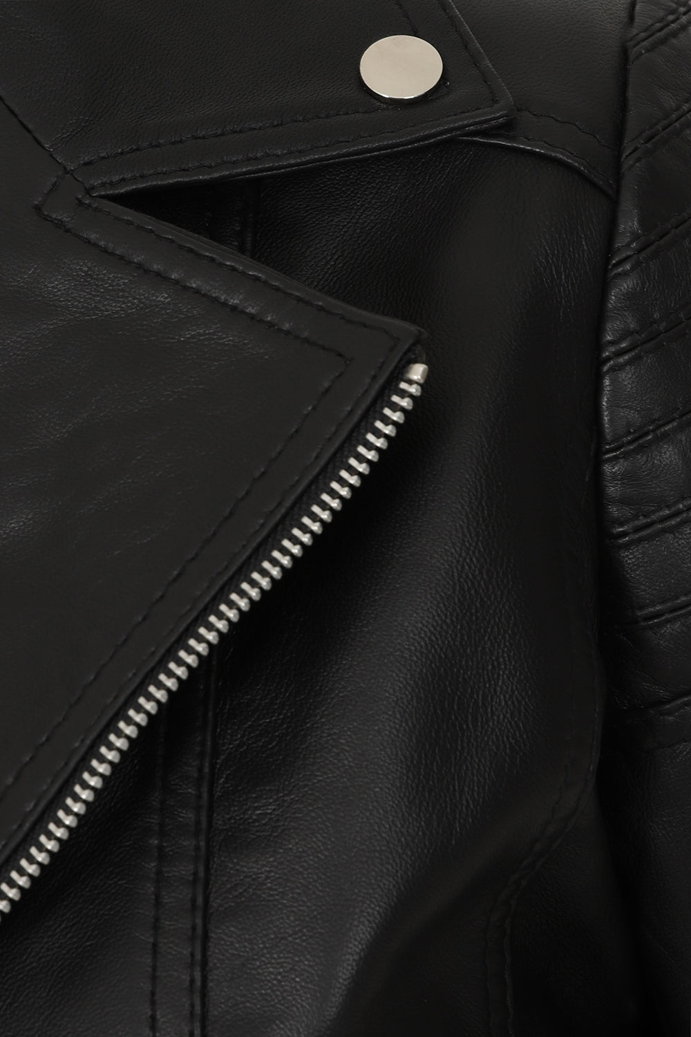 SUZY Women's Genuine Nappa Leather Biker Jacket - Black