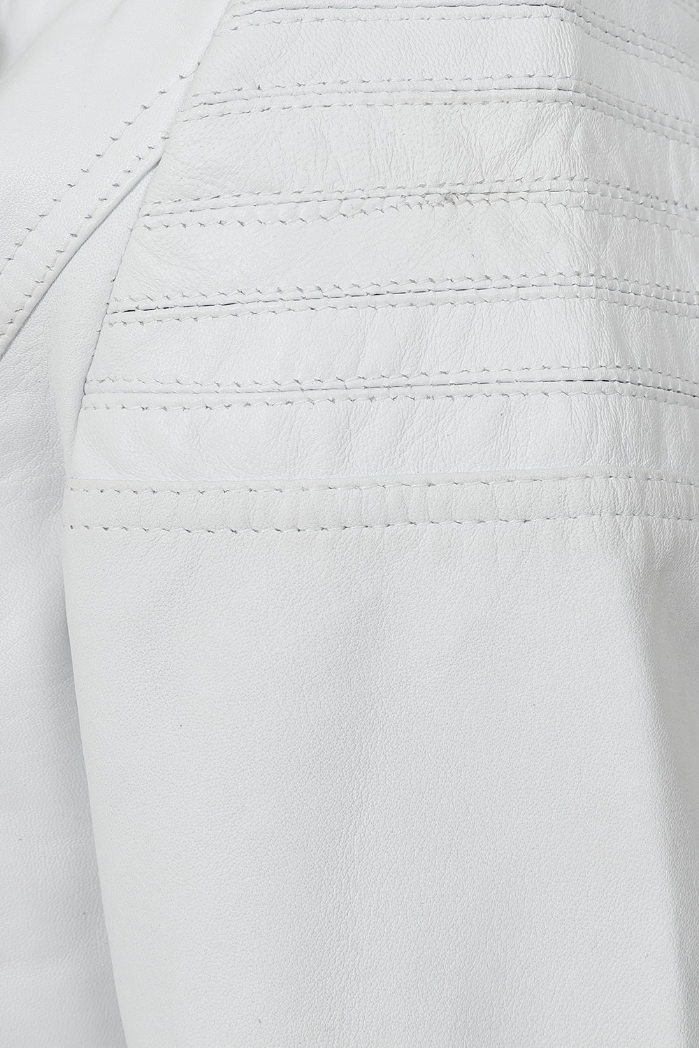 Women's White Smart Real Leather Biker Jacket - SUZY