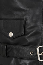 Women's Black Nappa Leather Rock Chic Jacket Red Lining - Tatiana 1