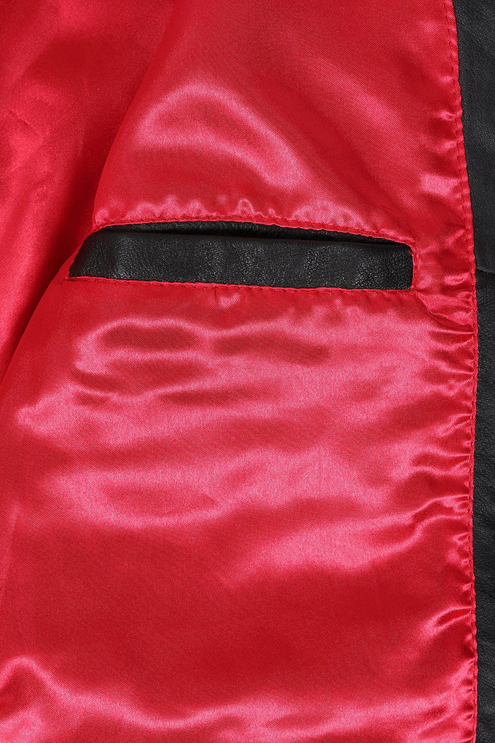 Women's Black Nappa Leather Rock Chic Jacket Red Lining - Tatiana 1