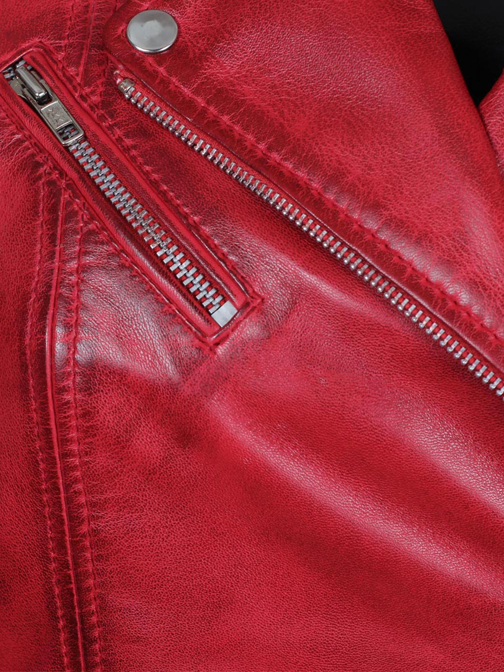 Margaret Women's Red Asymmetrical Biker Style Leather  Jacket
