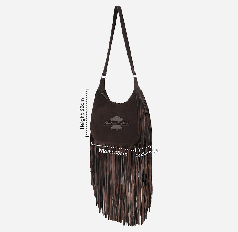 Women’s Boho Fringe Suede Shoulder Bag Crossbody Bag