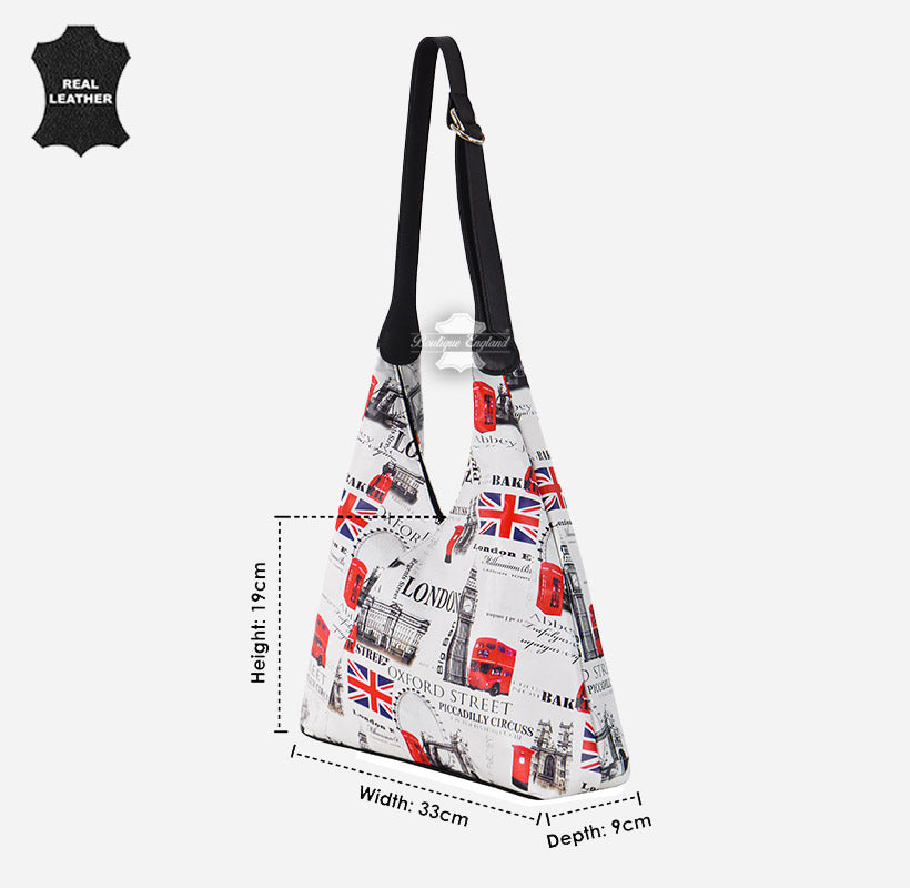 Women's Hobo Slouch Shoulder Bag British Printed Small