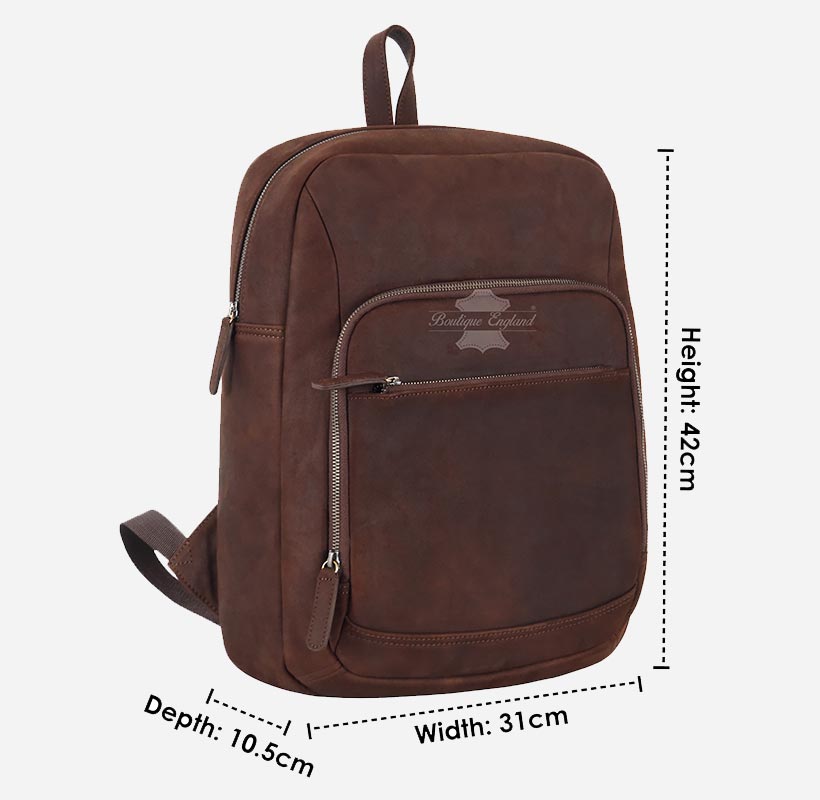Unisex Vintage Leather Backpack Brown Nubuck Laptop Shoulder Bag