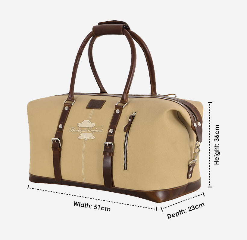 Weekender Overnight Duffel Bag Carry On Bag Canvas with Leather Detailing