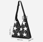 Women’s Leather Hobo Slouch Shoulder Bag with Stars