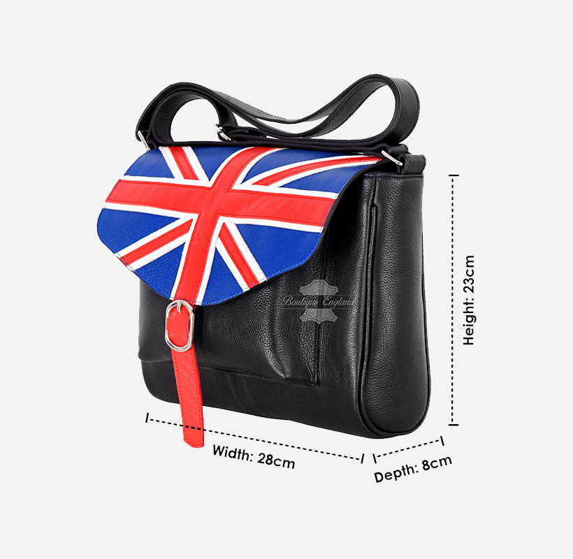 Union Flag Leather Crossbody Bag Women Shoulder Travel Bag