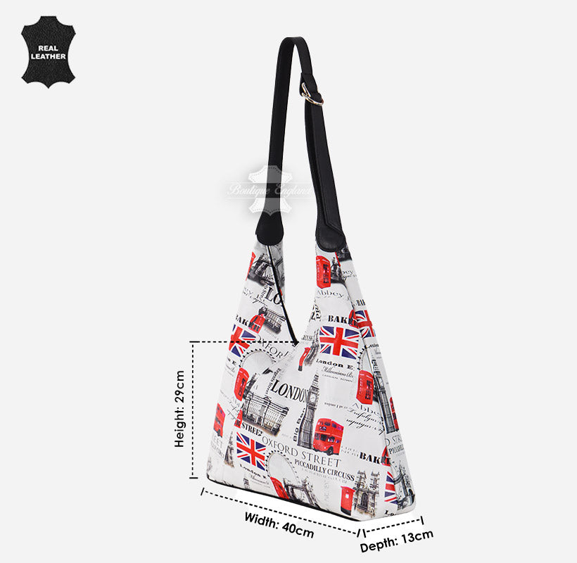 Women's Hobo Slouch Shoulder Bag British Printed Large