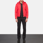 Alps Quilted Red Hooded Windbreaker Jacket