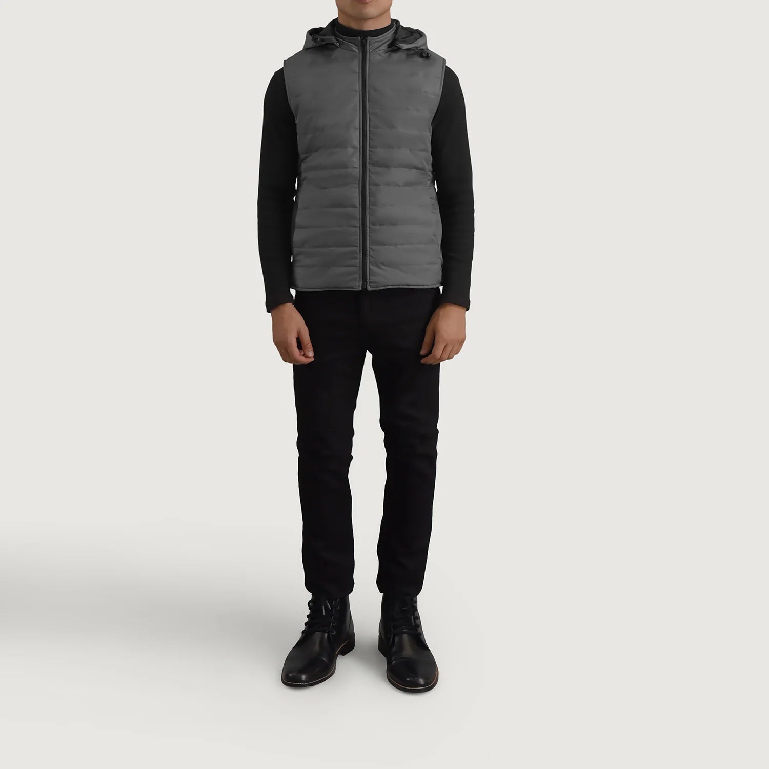 Carlo Grey Hooded Puffer Vest