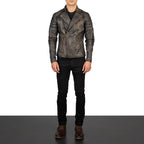 Faisor Distressed Brown Leather Biker Jacket