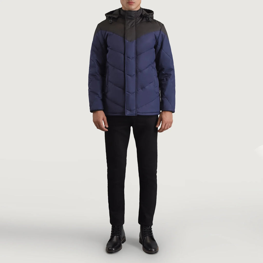 Luka Black & Blue Hooded Puffer Jacket