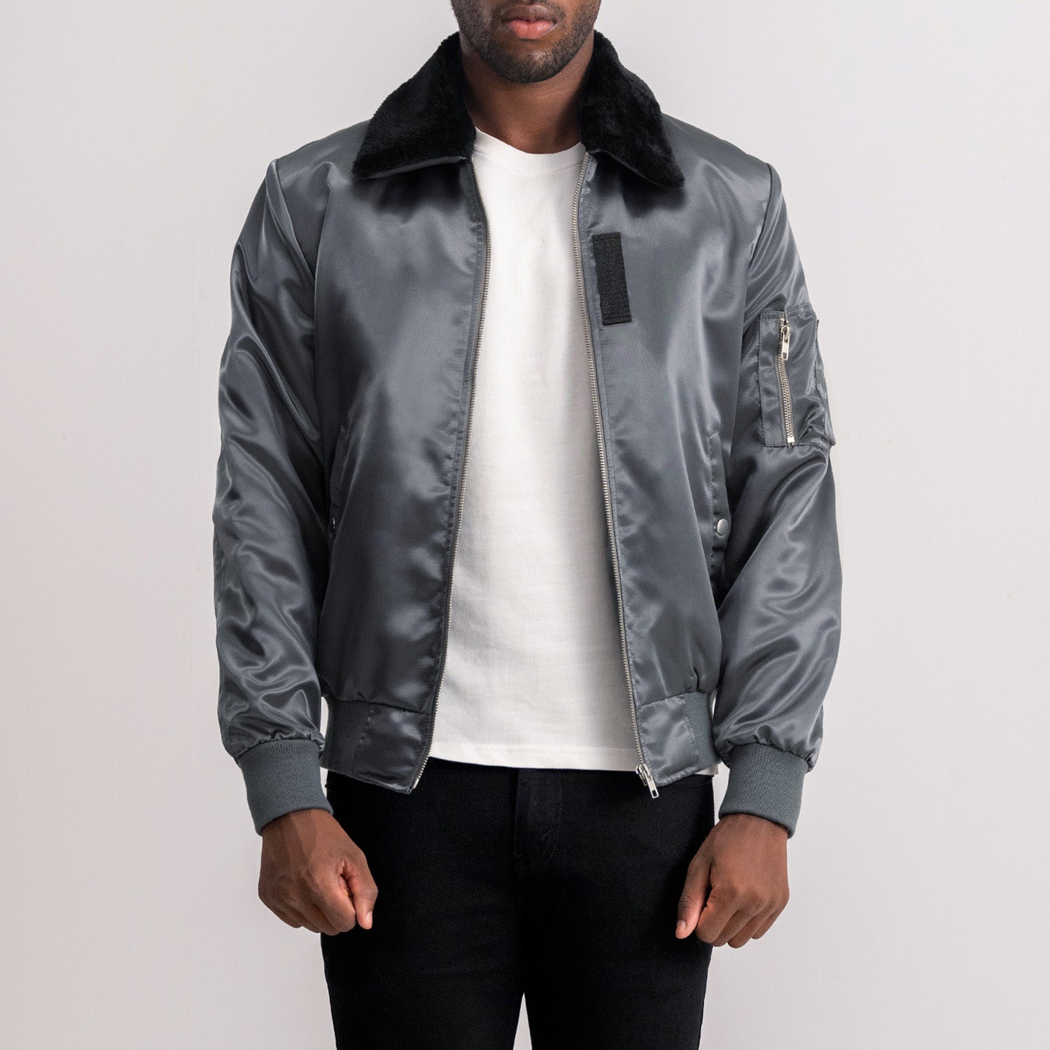 Clyde B-15 Grey Bomber Jacket