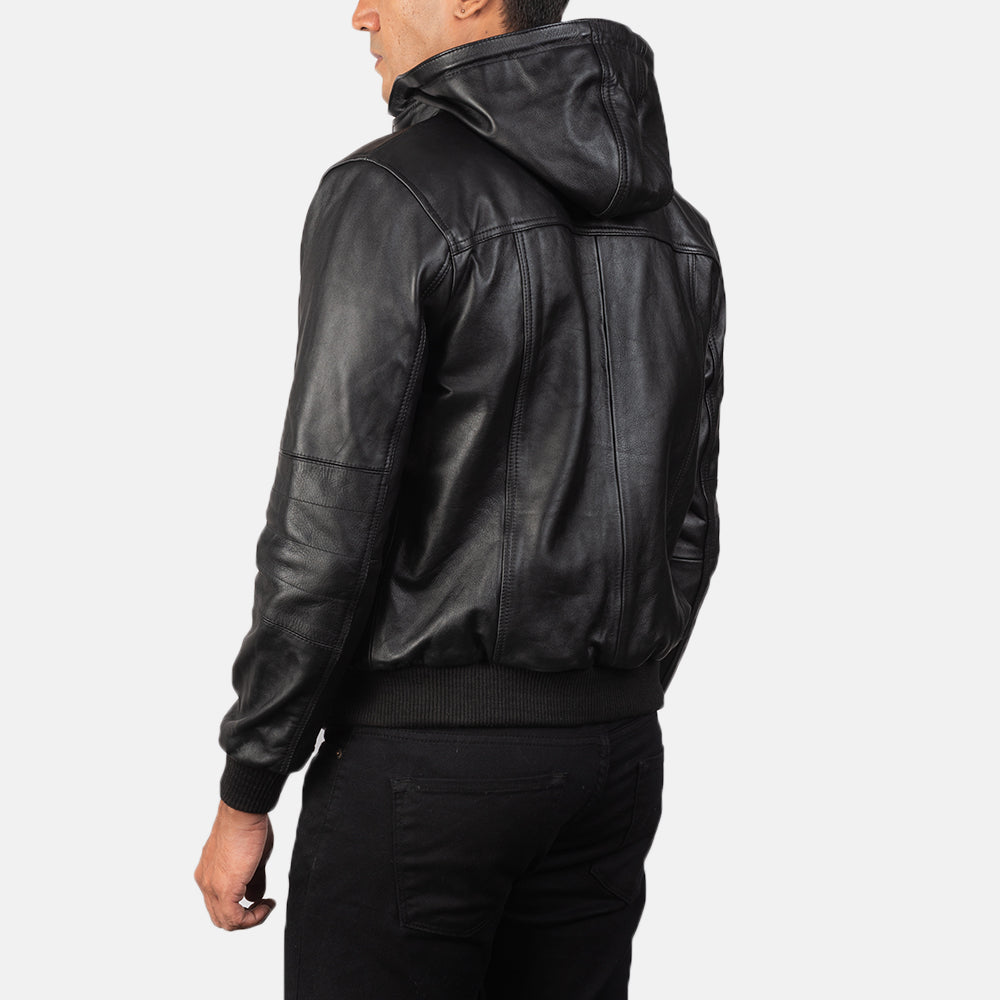 [FS] Bouncer Biz Black Leather Bomber Jacket