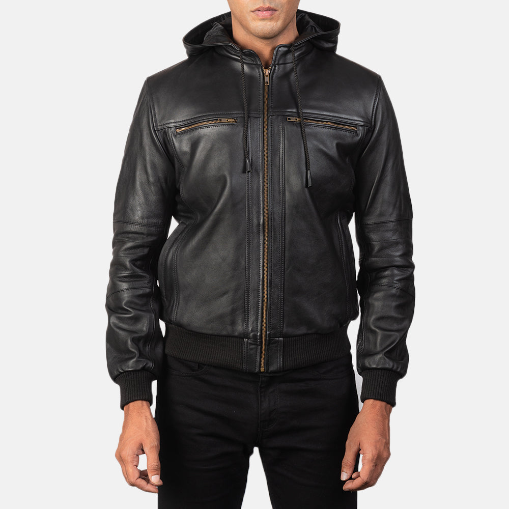 [FS] Bouncer Biz Black Leather Bomber Jacket