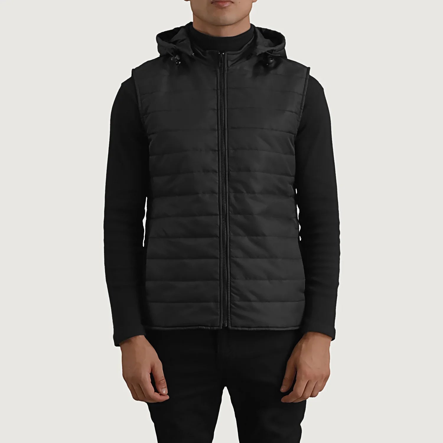 Carlo Black Hooded Puffer Vest