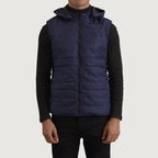 Carlo Blue Hooded Puffer Vest
