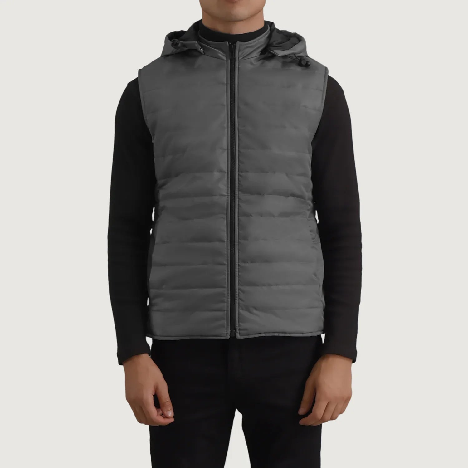Carlo Grey Hooded Puffer Vest