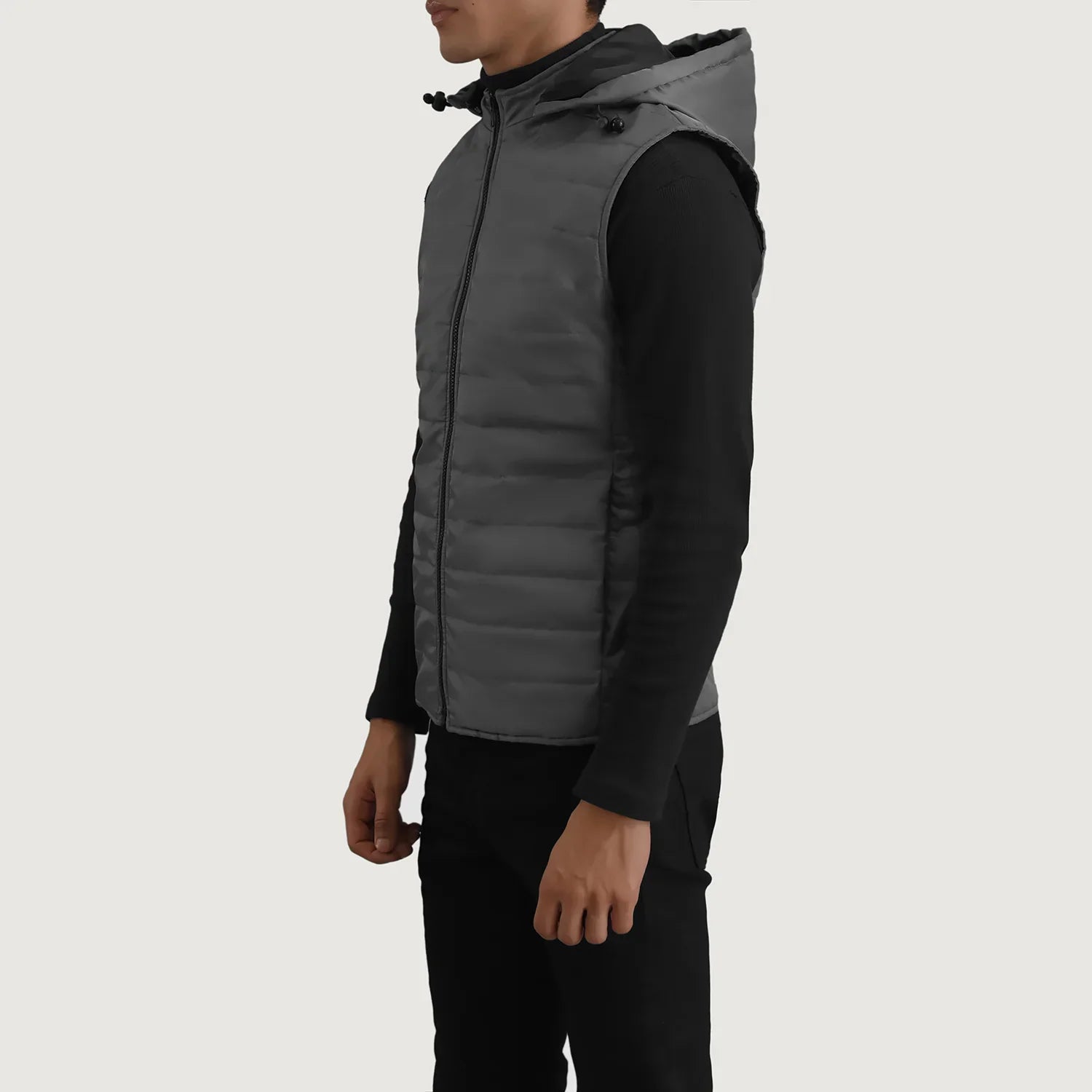 Carlo Grey Hooded Puffer Vest