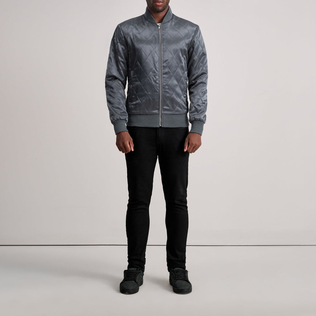 Danson Quilted Grey Varsity Jacket