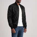 Danson Quilted Black Varsity Jacket