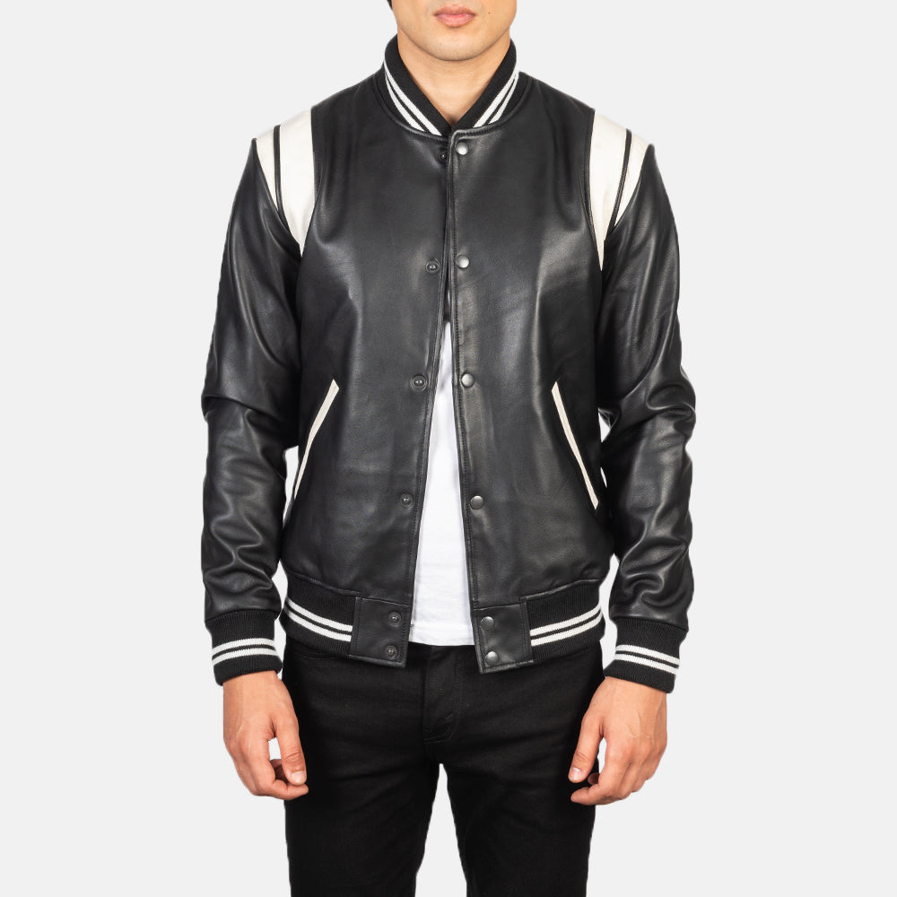 [FS] Dantee Black Leather Varsity Jacket