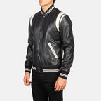 [FS] Dantee Black Leather Varsity Jacket