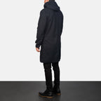 Drake Black Wool Hooded Duffle Coat