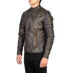Faisor Distressed Brown Leather Biker Jacket