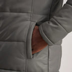 Floyd Grey Hooded Leather Puffer Coat