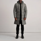 Floyd Grey Hooded Leather Puffer Coat