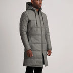 Floyd Grey Hooded Leather Puffer Coat