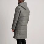 Floyd Grey Hooded Leather Puffer Coat