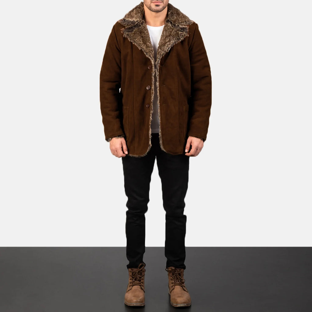 Furlong Brown Suede Leather Coat