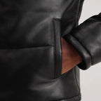 Gordon Black Hooded Leather Puffer Jacket