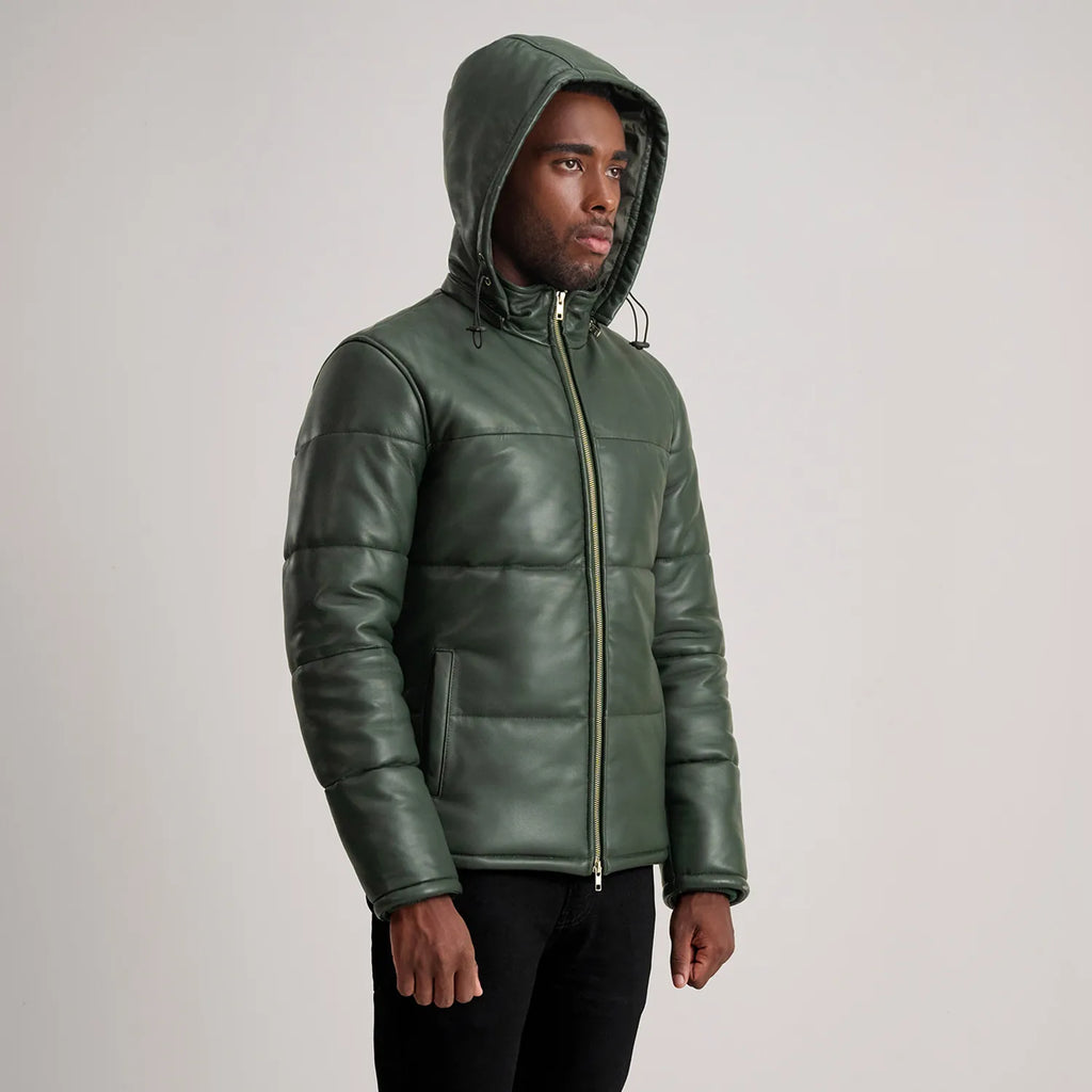 Gordon Green Hooded Leather Puffer Jacket