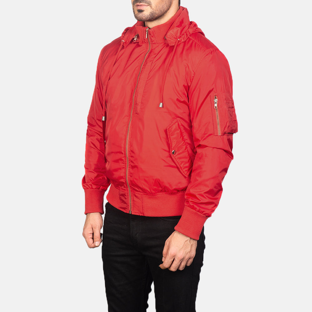 Hanklin Ma-1 Red Hooded Bomber Jacket