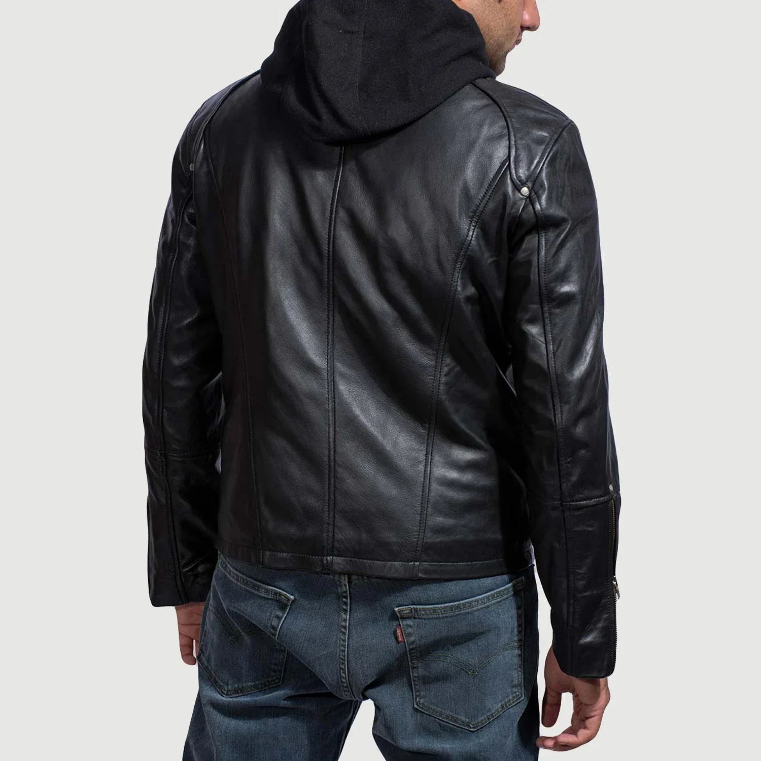 [FS] Highschool Black Hooded Leather Jacket