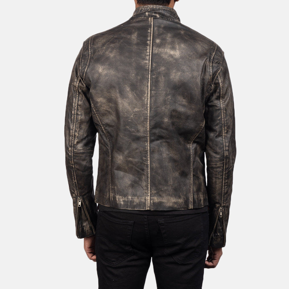 [FS] Ionic Distressed Brown Leather Biker Jacket