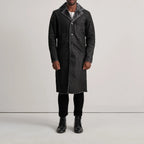 Kolby Distressed Black Leather Shearling Coat