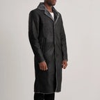 Kolby Distressed Black Leather Shearling Coat