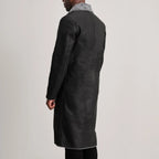Kolby Distressed Black Leather Shearling Coat
