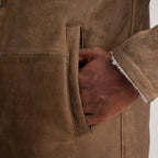 Kolby Distressed Brown Leather Shearling Coat