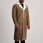 Kolby Distressed Brown Leather Shearling Coat