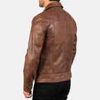 [FS] Lavendard Brown Leather Biker Jacket